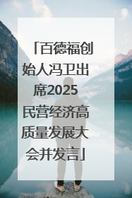 百德福创始人冯卫出席2025民营经济高质量发展大会并发言