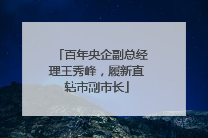 百年央企副总经理王秀峰，履新直辖市副市长