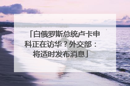 白俄罗斯总统卢卡申科正在访华？外交部：将适时发布消息