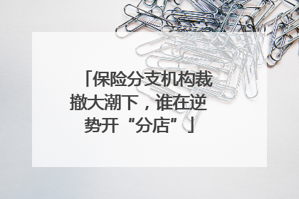 保险分支机构裁撤大潮下，谁在逆势开“分店”