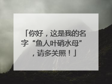 你好,这是我的名字“鱼人叶硝水母”,请多关照!