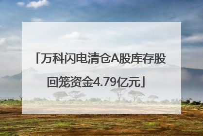 万科闪电清仓A股库存股 回笼资金4.79亿元