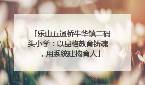 乐山五通桥牛华镇二码头小学：以品格教育铸魂，用系统建构育人