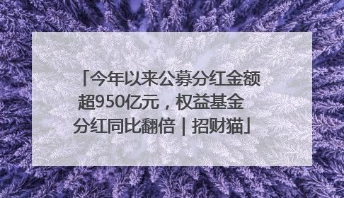 今年以来公募分红金额超950亿元，权益基金分红同比翻倍｜招财猫