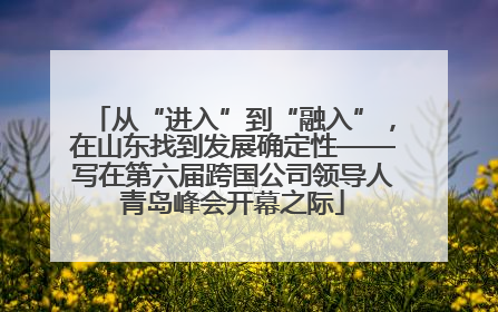从“进入”到“融入”，在山东找到发展确定性——写在第六届跨国公司领导人青岛峰会开幕之际