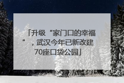 升级“家门口的幸福”，武汉今年已新改建70座口袋公园
