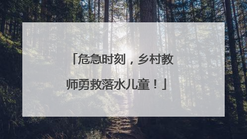 危急时刻，乡村教师勇救落水儿童！