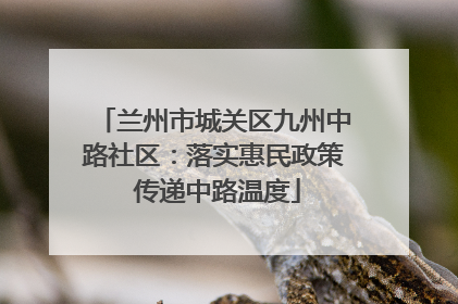兰州市城关区九州中路社区：落实惠民政策 传递中路温度