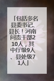 包括多名县委书记、县长！河南问责干部210人，其中厅级9人、县处级71人
