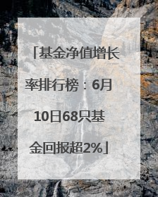 基金净值增长率排行榜：6月10日68只基金回报超2%