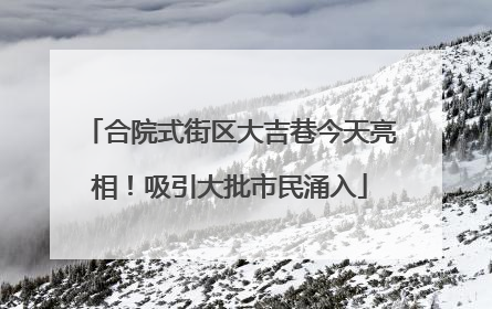 合院式街区大吉巷今天亮相！吸引大批市民涌入
