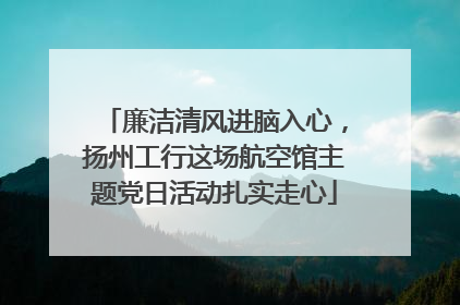 廉洁清风进脑入心，扬州工行这场航空馆主题党日活动扎实走心