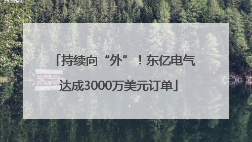 持续向“外”！东亿电气达成3000万美元订单