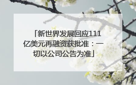 新世界发展回应111亿美元再融资获批准：一切以公司公告为准