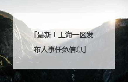 最新！上海一区发布人事任免信息