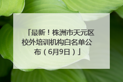 最新！株洲市天元区校外培训机构白名单公布（6月9日）