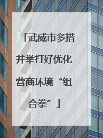 武威市多措并举打好优化营商环境“组合拳”