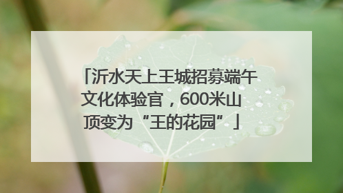 沂水天上王城招募端午文化体验官，600米山顶变为“王的花园”