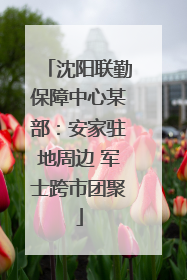 沈阳联勤保障中心某部：安家驻地周边 军士跨市团聚