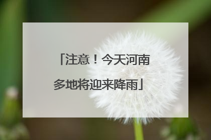 注意！今天河南多地将迎来降雨