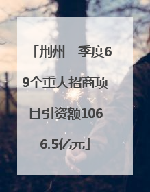 荆州二季度69个重大招商项目引资额1066.5亿元
