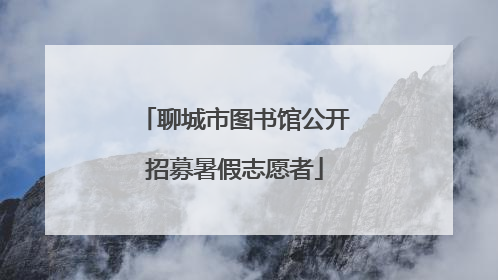 聊城市图书馆公开招募暑假志愿者