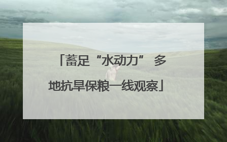 蓄足“水动力” 多地抗旱保粮一线观察