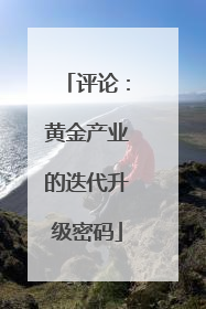 评论：黄金产业的迭代升级密码