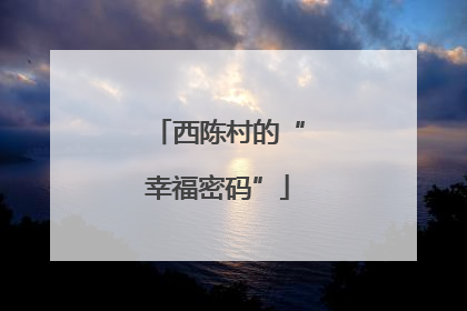 西陈村的“幸福密码”