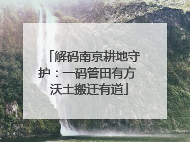 解码南京耕地守护：一码管田有方 沃土搬迁有道