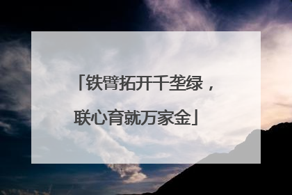 铁臂拓开千垄绿，联心育就万家金