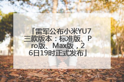 雷军公布小米YU7三款版本：标准版、Pro版、Max版，26日19时正式发布