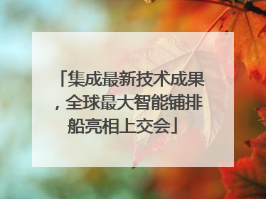 集成最新技术成果，全球最大智能铺排船亮相上交会